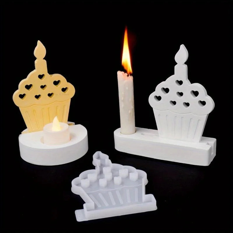 Heart Cake Candle Holder Silicone Mold – DIY Resin & Gypsum