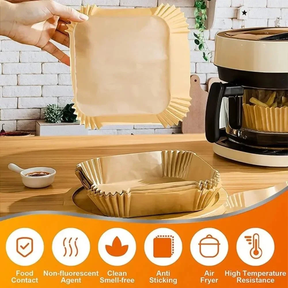 Disposable Air Fryer Paper Liners | Non-Stick Baking Mats 30/50 PCS