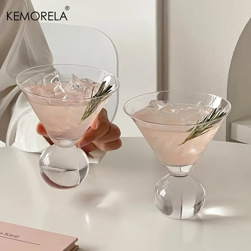 KEMORELA 260ml Beaded Martini Glass – Short Foot Cocktail Cup