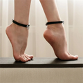 Ankle Belt Black O-ring Punk Leather Feather Anklet Men's Women Alloy