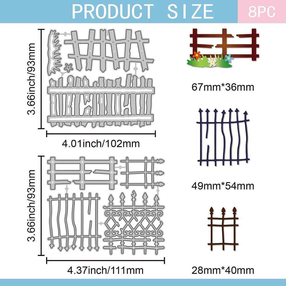 Fence Carbon Steel Cutting Dies – Scrapbooking Stencils 2pc