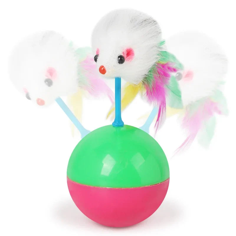 Tumbler Mouse Roly Poly Cat Toy – Feather Interactive Pet Toy