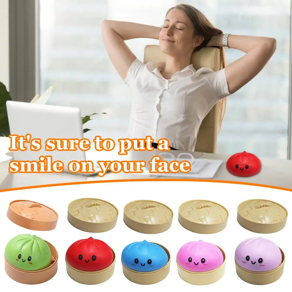 Dumpling Squishy Squeeze Toy – Colorful Soft TPR Fidget Ball