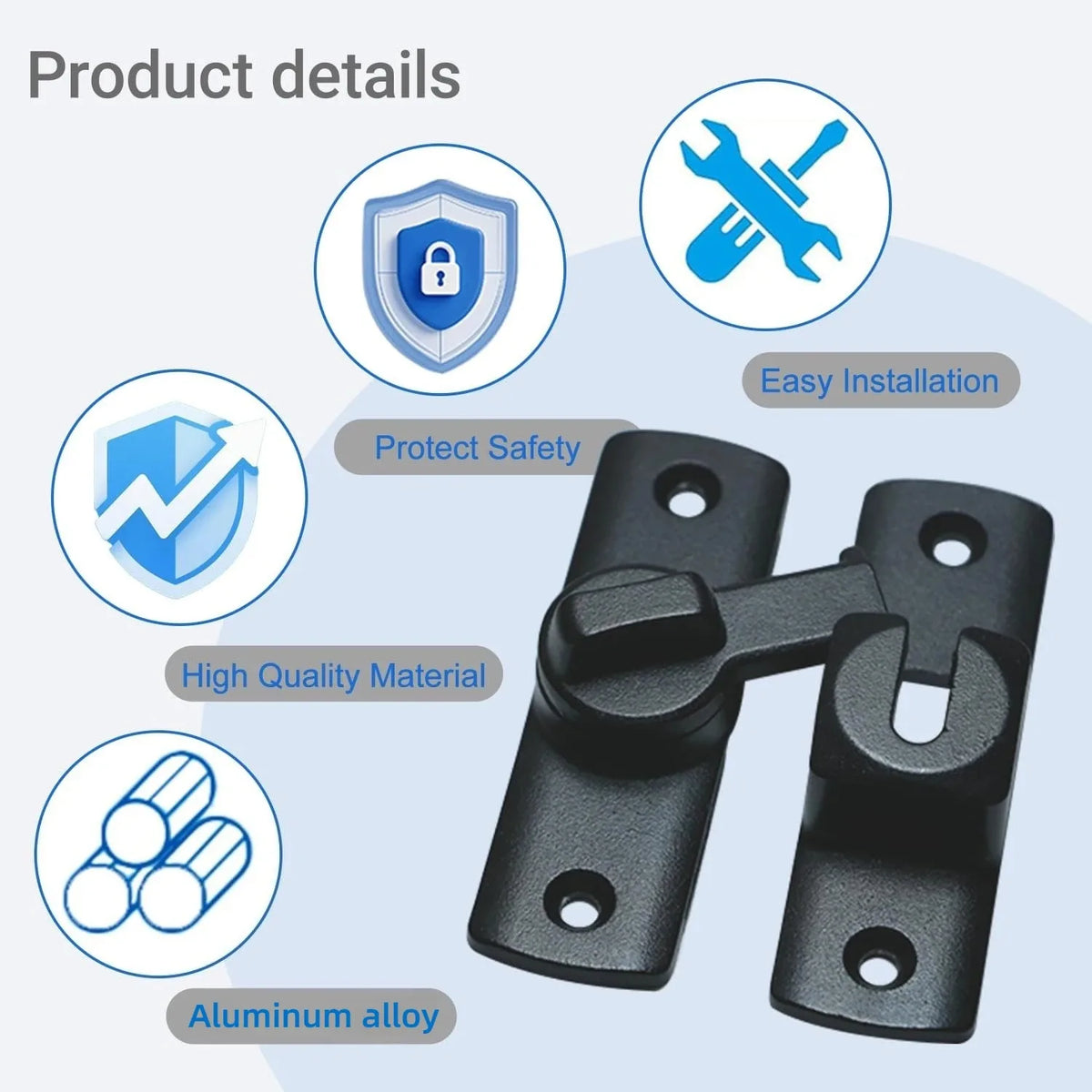 Barn Door Flip Lock 90/180° – Sliding Door Latch | Matte Black