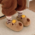 Capybara Plush Slippers Women – Cozy Faux Fur Indoor Slides