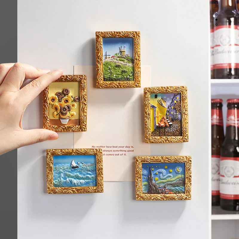 World Famous Painting Van Gogh Picture Frame 3d Fridge Magnets Starry