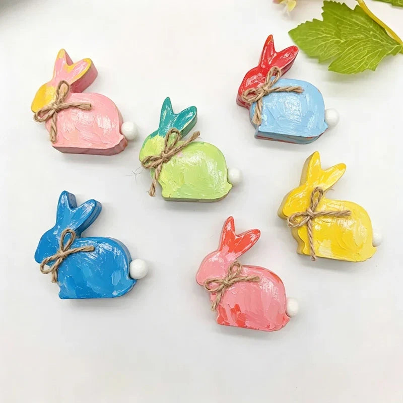 5-Piece Wood Bunny Sculpture Set – Minimalist Rabbit Home Decor