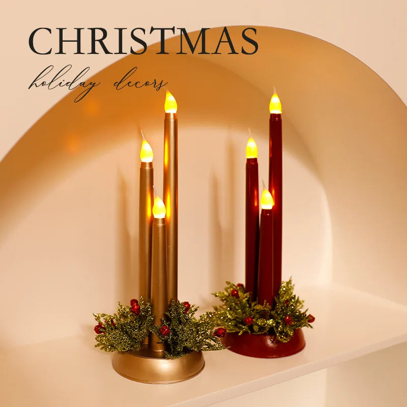 LED Electronic Candles Simulate Christmas Props Long Glossy
