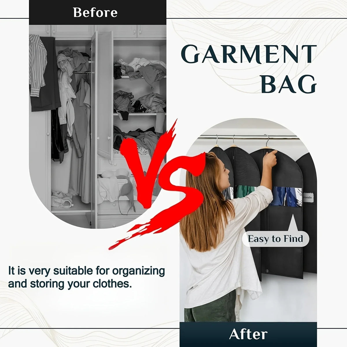 Dust-proof Garment Bags Zippered Hanging Clothing Organizer