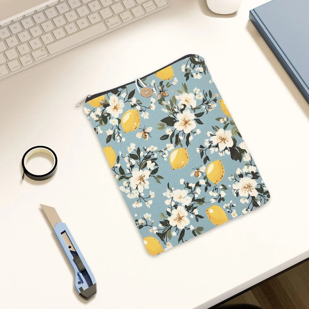 Polyester Book Cover Notebook Wrap with Button – Lemon Print