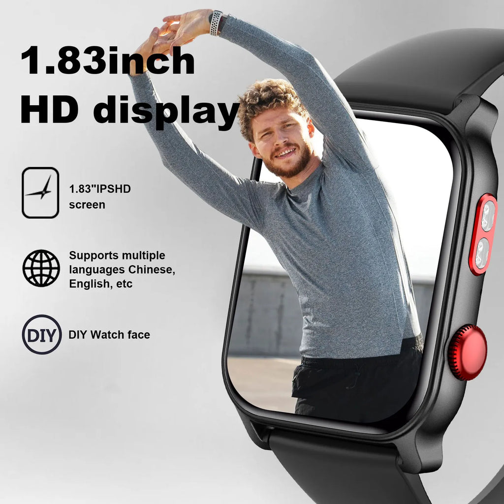 Yoateo Smart Watch 1.83" | 100+ Sports, IP68, Wireless Call