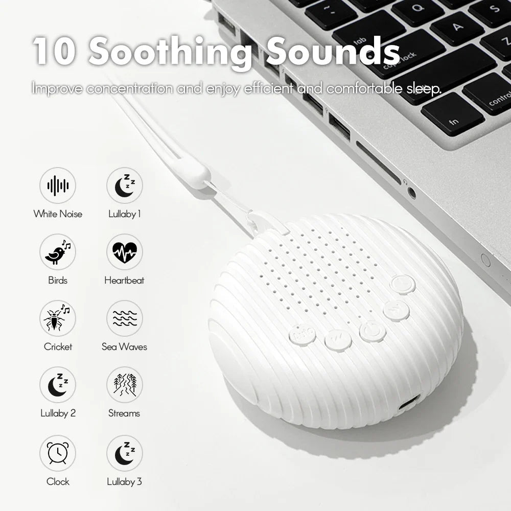 Portable Baby White Noise Sleep Machine | 10 Sounds, USB Charge