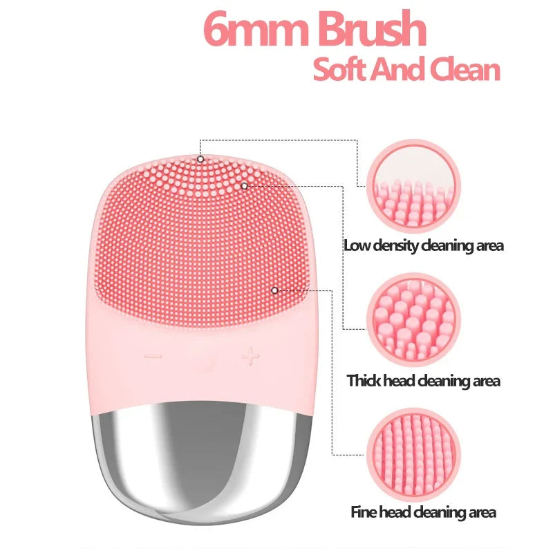 Electric Sonic Facial Cleansing Brush – Waterproof Silicone Scrubber