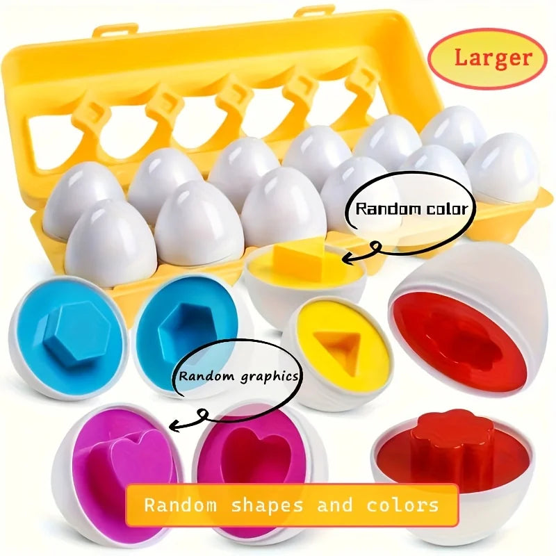 12 Shape Matching Toys Simulated Egg Shapes Storage Box Geometric