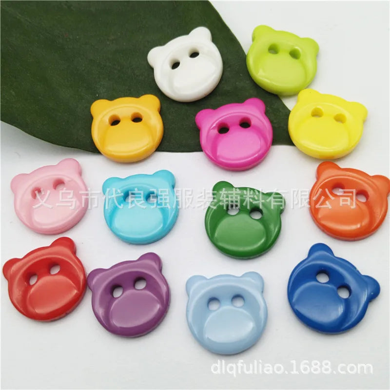 50pcs Colorful Bear Resin Buttons – Sewing, DIY & Scrapbook