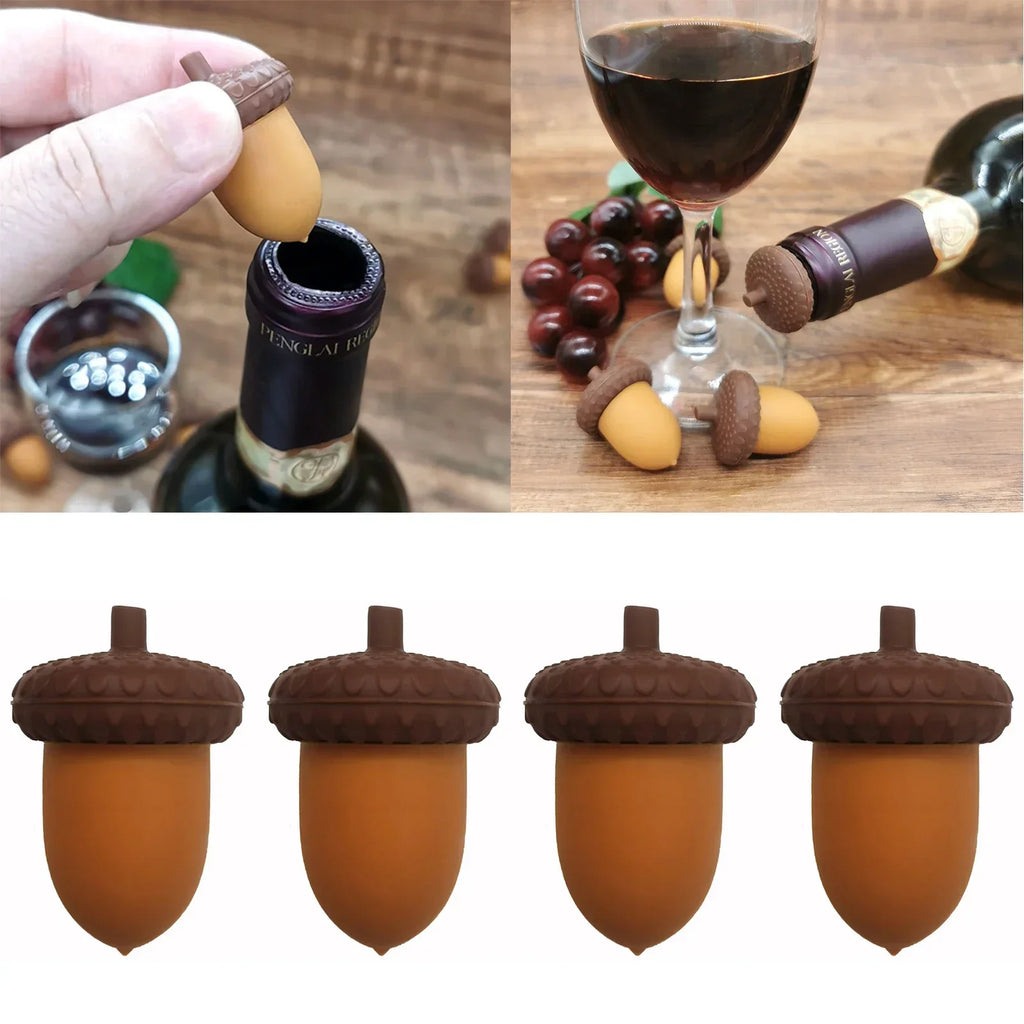 Silicone Wine Bottle Stoppers – Pinecone & Chestnut Design