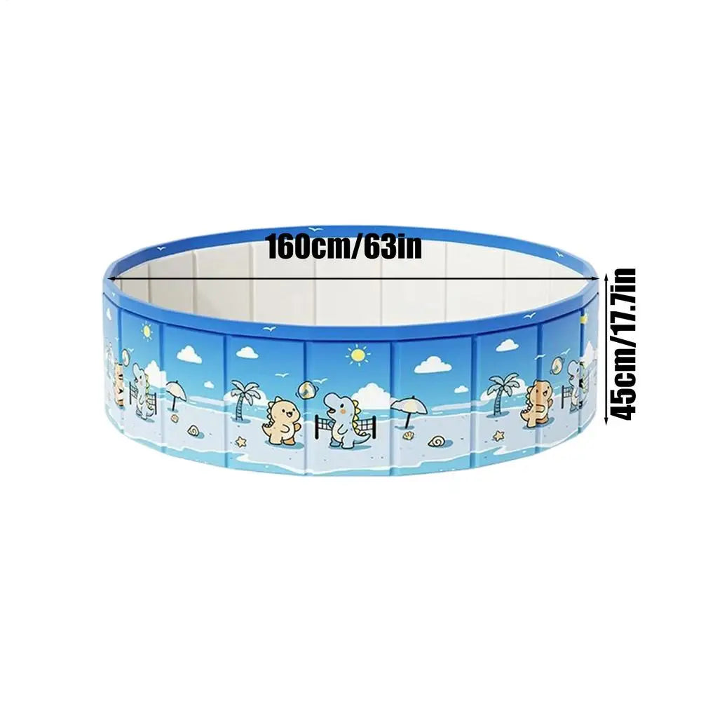Foldable Pool with Drain Pipe – Non-Inflatable Kids & Dog Pool