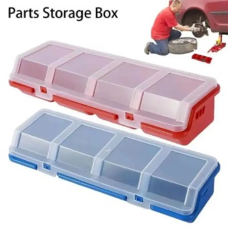 4-Compartment Plastic Parts Storage Box with Lid | Screw Organizer