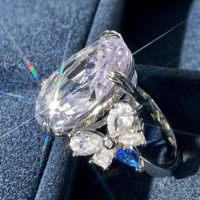 Huitan Oval CZ Butterfly Ring – Cocktail & Wedding Jewelry