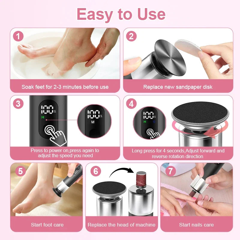 2-in-1 Electric Foot & Nail Grinder | Digital Display Rechargeable