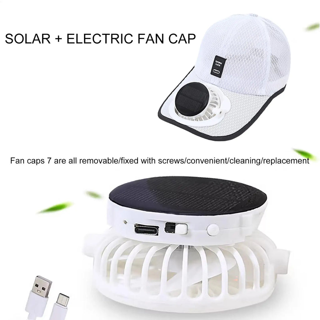 Summer Fan Sunhat Women Men Baseball Hat Strong Wind Cooling Sun