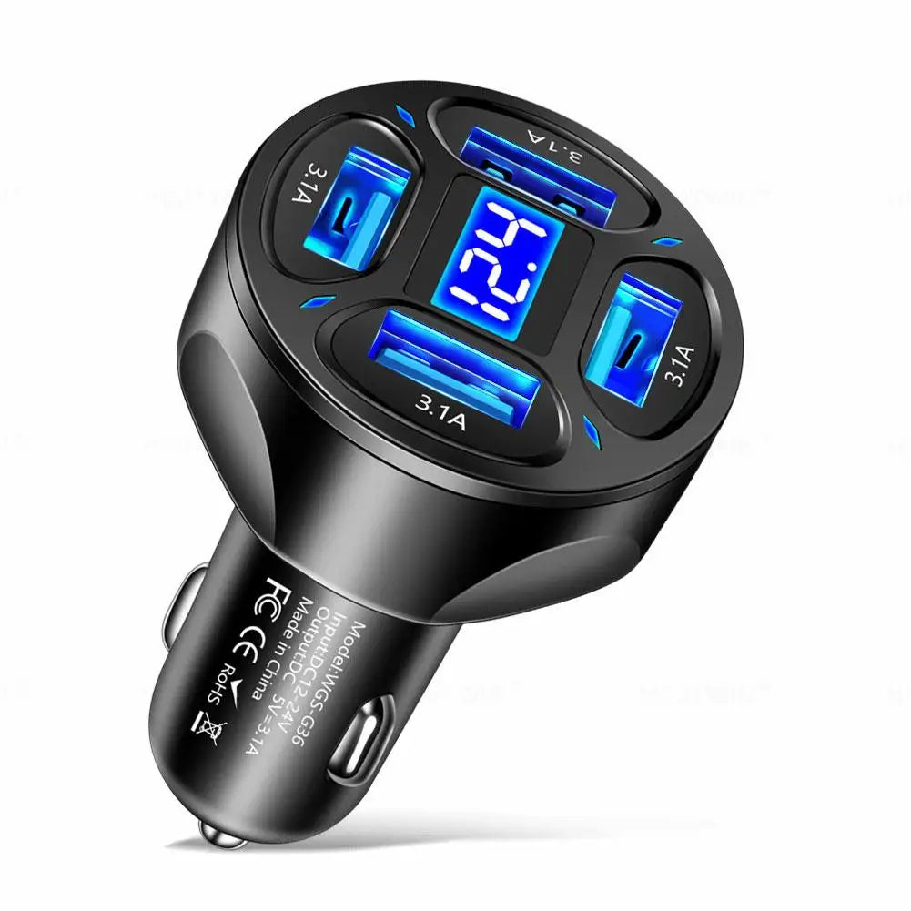 120W PD 20W USB-C Car Charger Fast Charging Dual Port Adapter