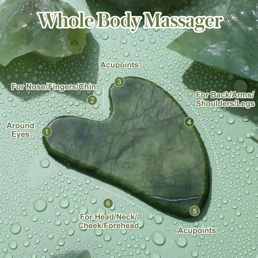 Jade Gua Sha Board Set – Heart-Shaped Face & Body Scraper