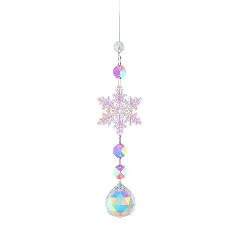 Creative Christmas Colorful Snowflake Pendant Acrylic Glass Rainbow