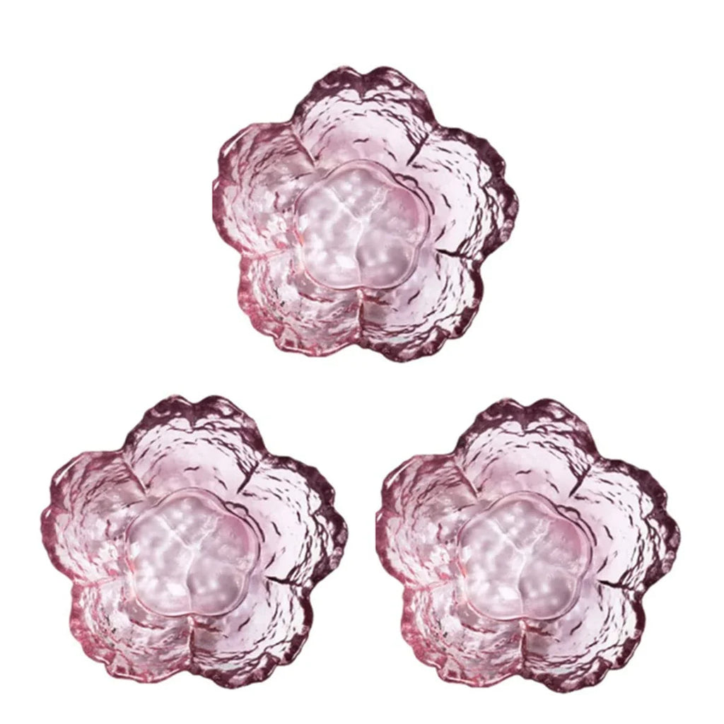 Pink Glass Bowls 3 6 Small Dip Sauce Plates Japanese Sakura Flower