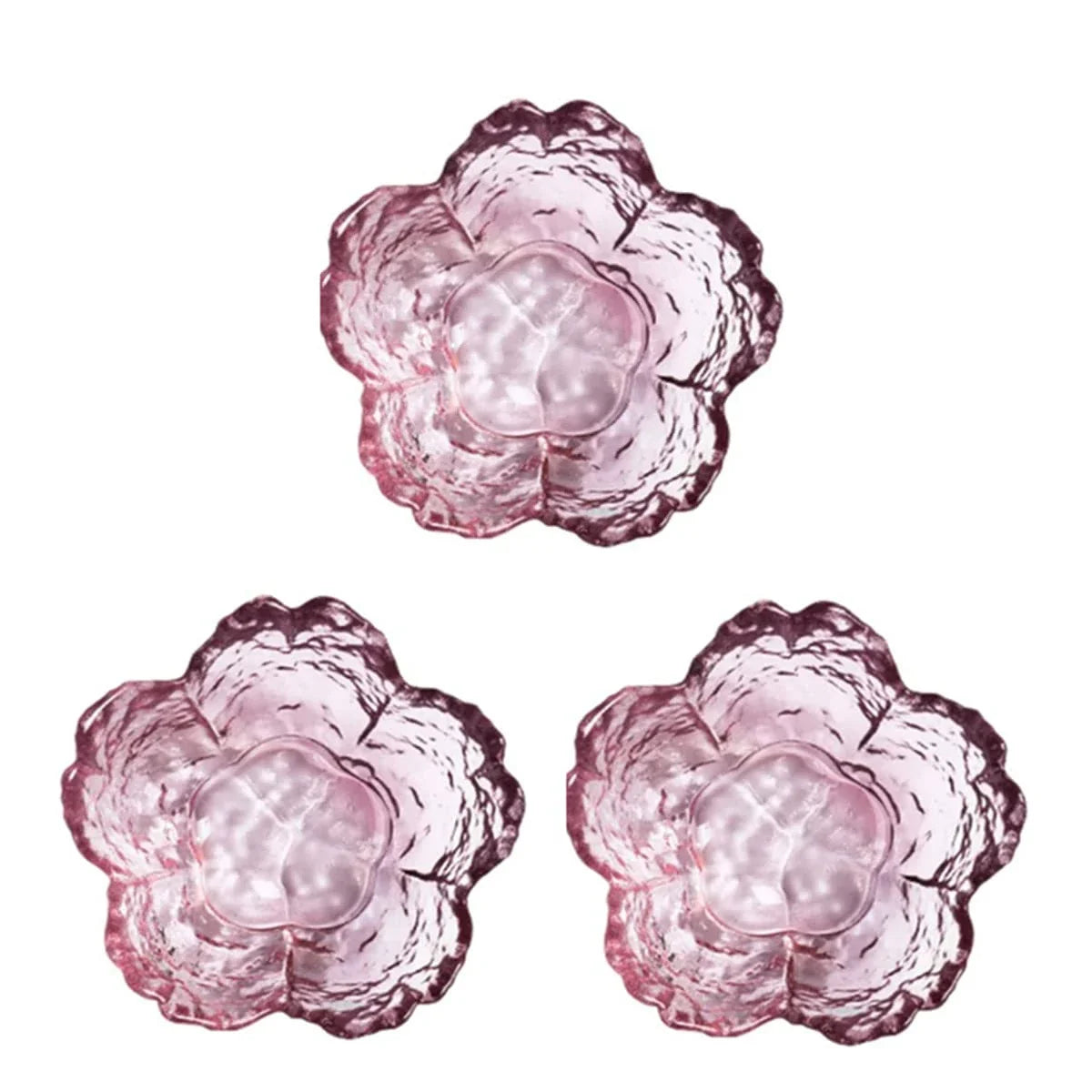 Pink Glass Bowls 3 6 Small Dip Sauce Plates Japanese Sakura Flower