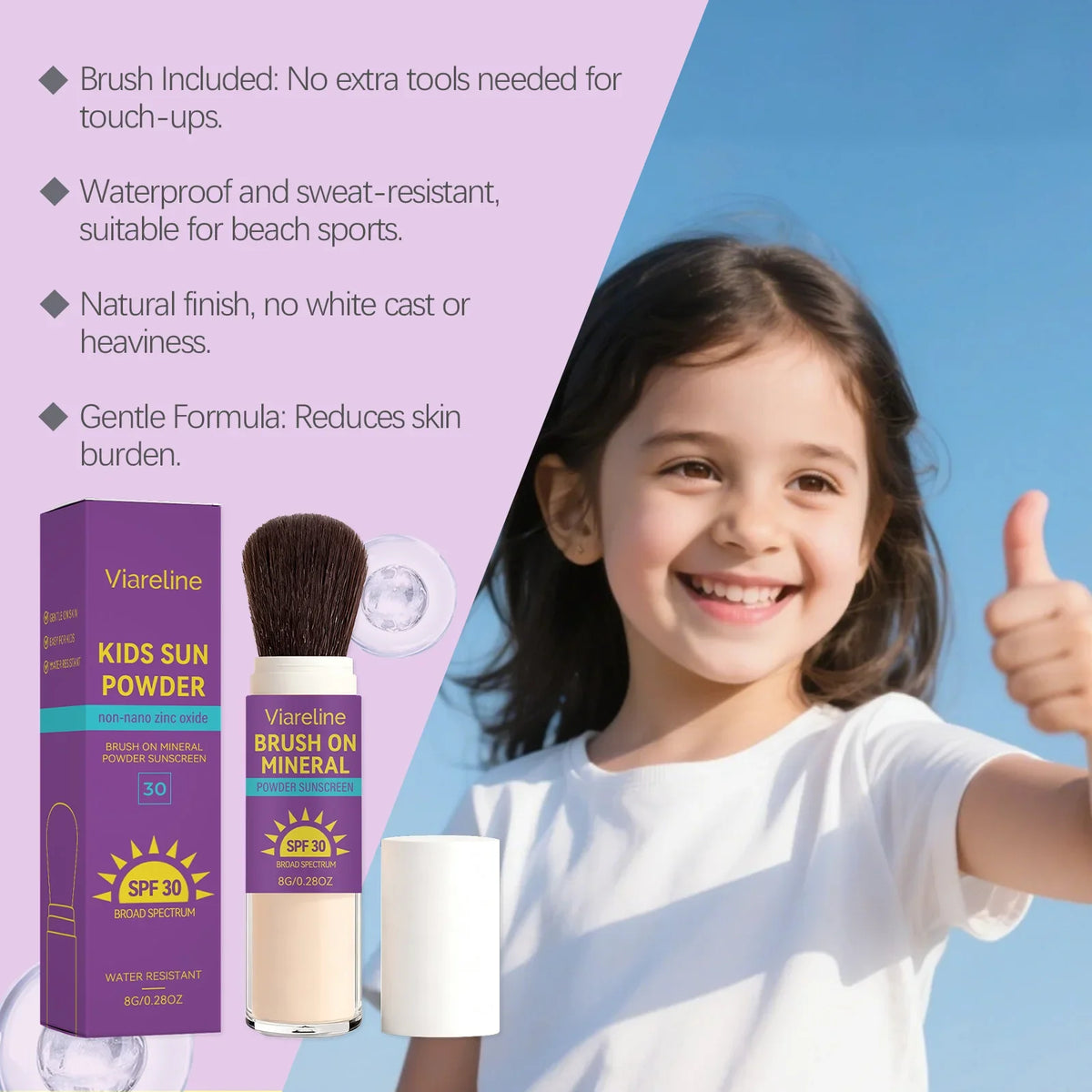 SPF30 Kids Sunscreen Powder – Broad-Spectrum UV Protection