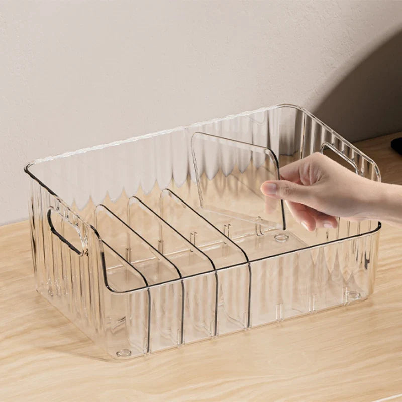 Storage Box Partitions Refrigerator Organizer Bin Plastic Food Tapes