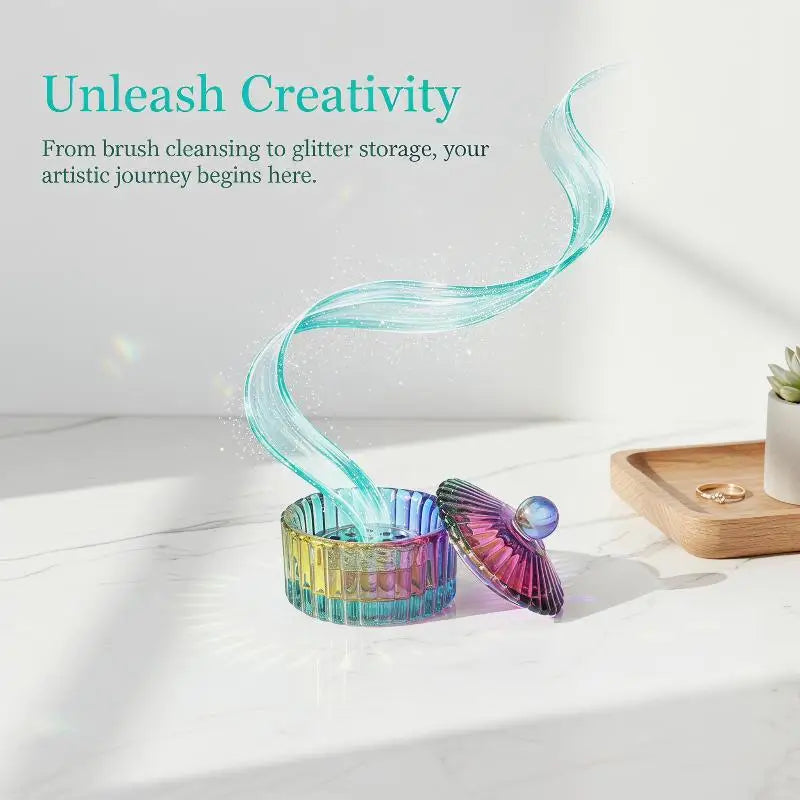 Crystal Glass Dappen Dish with Lid | Nail Art Acrylic Mixing Bowl