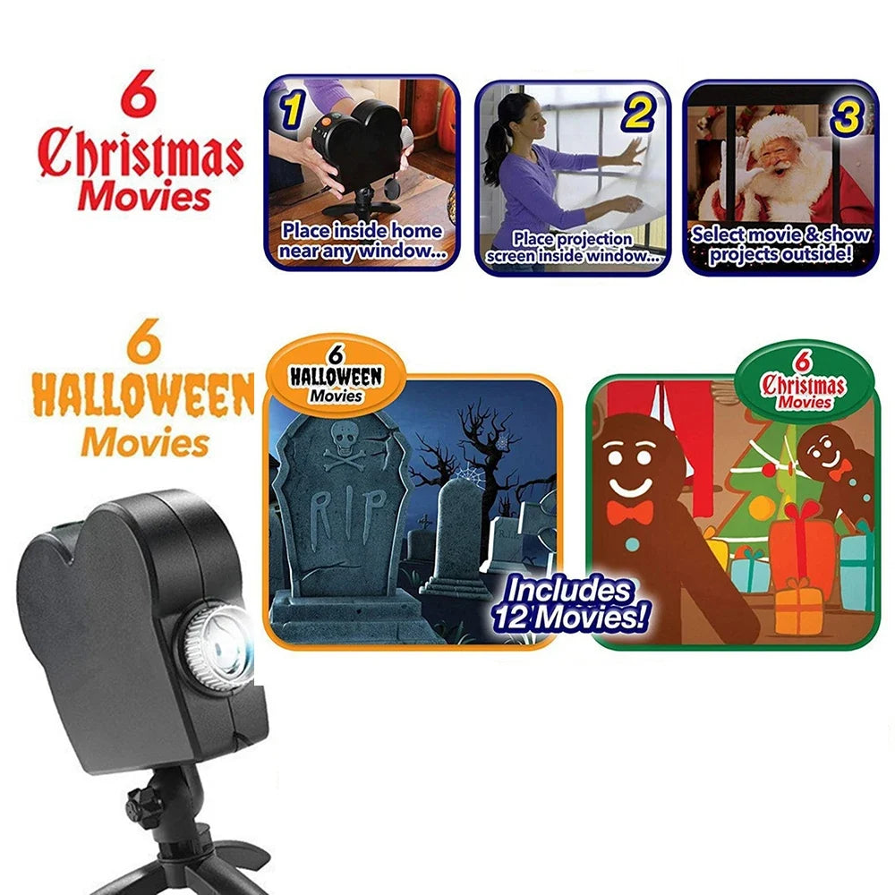 Halloween Christmas Window Projector | 12 Festival Scenes