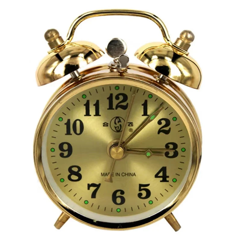 NOCCLILI Metal Mechanical Wind-Up Alarm Clock | 7cm Gold Retro