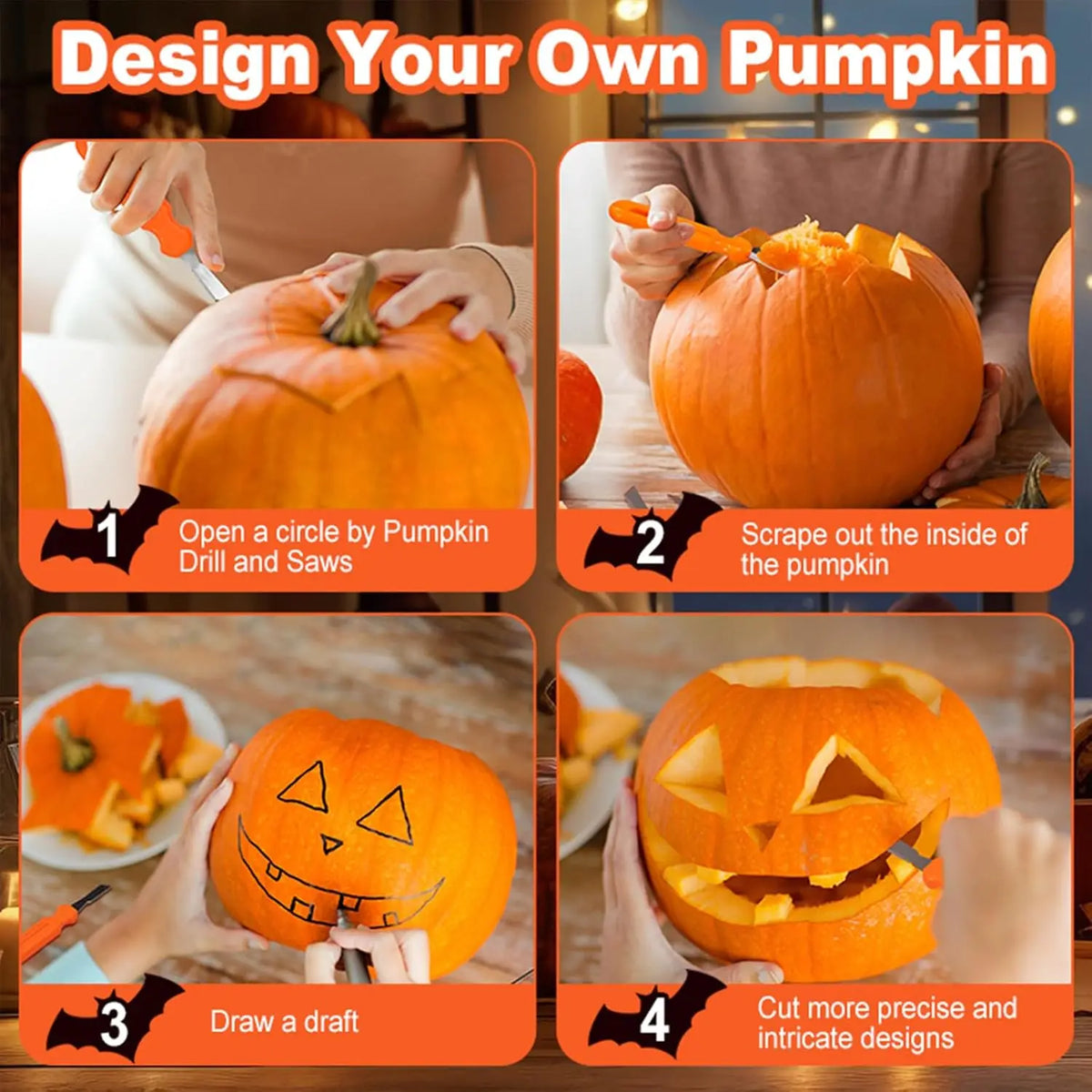 7-Piece Halloween Pumpkin Carving Kit | Stainless Steel Tools