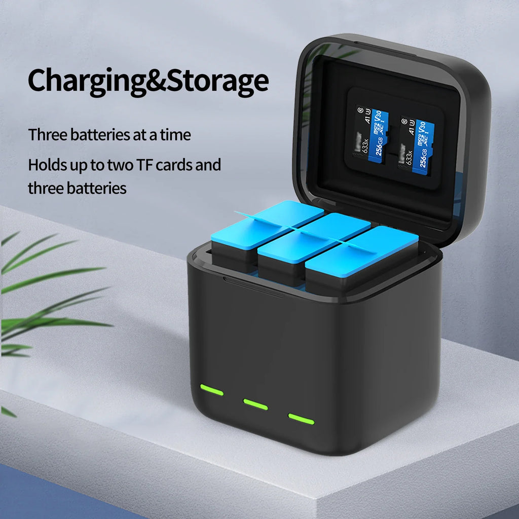 TELESIN Portable Battery Charger 3 Slot Fast Charging Gopro Hero 13