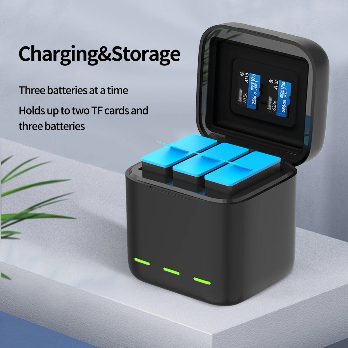 TELESIN Portable Battery Charger 3 Slot Fast Charging Gopro Hero 13
