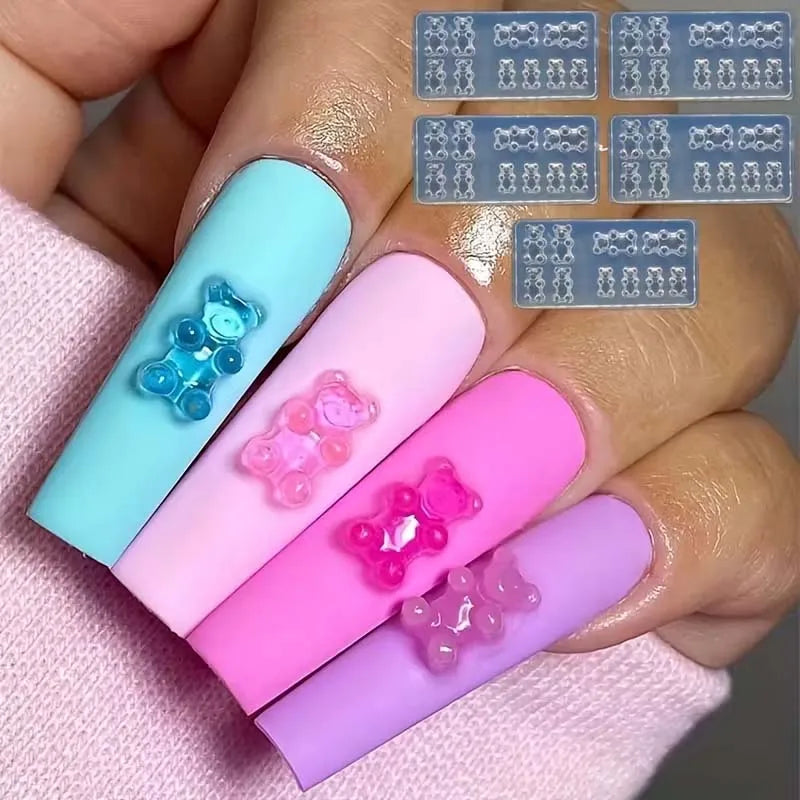 3D Mini Bear Silicone Molds for Resin Jewelry & Nail Art