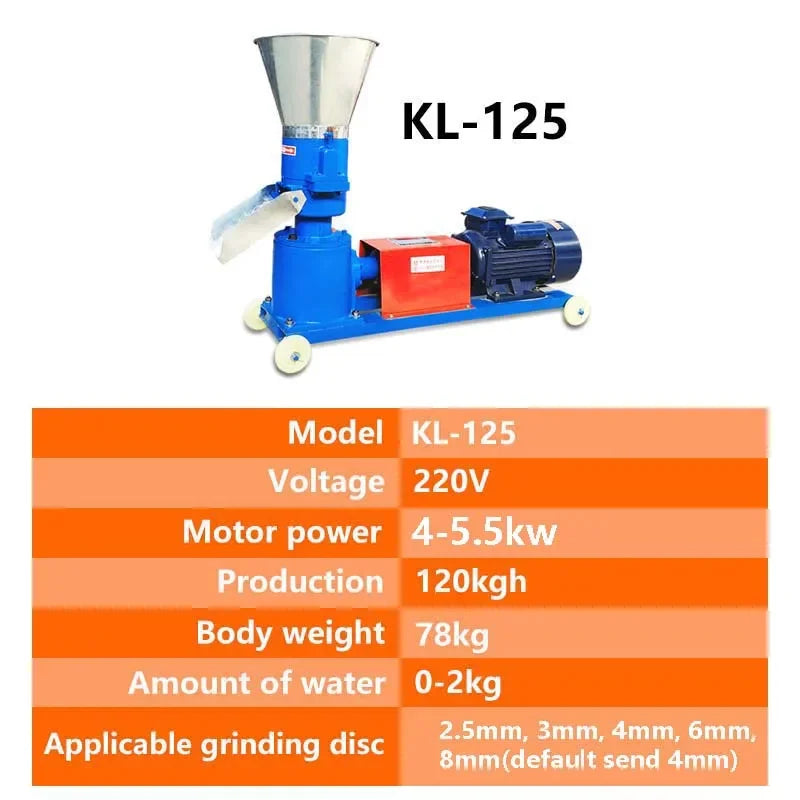 KL-125 Feed Pellet Mill 60–100kg/h | Farm Animal Granulator