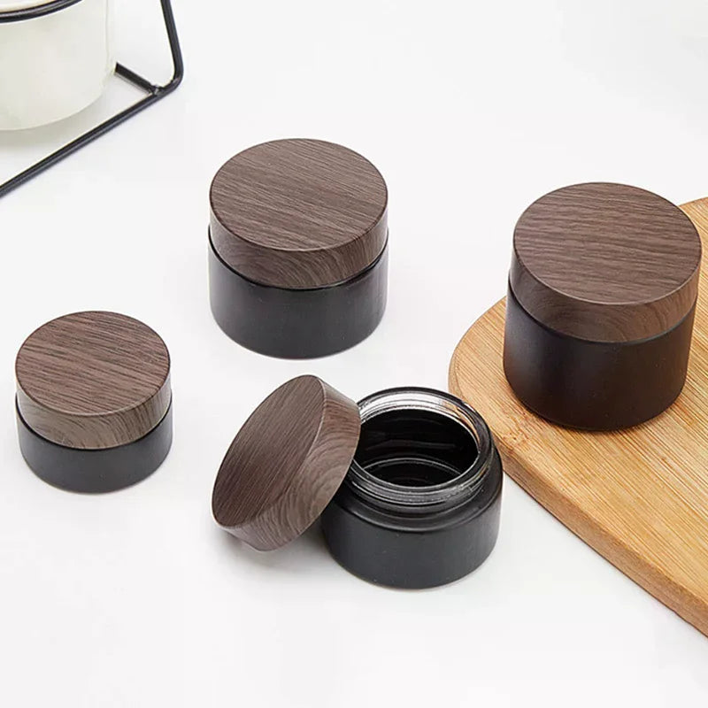 Black Glass Cream Jars – Empty Refillable Cosmetic Containers 10/30/60g