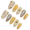 Press On Nails Cat Eye Almond Sunflower Design | YADORNOS 10pc