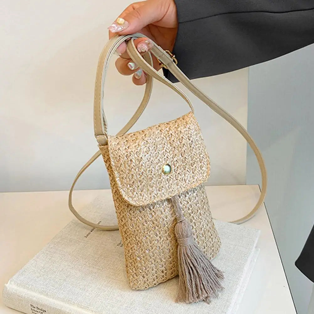 Boho Woven Mini Crossbody Bag – Cell Phone Purse for Women