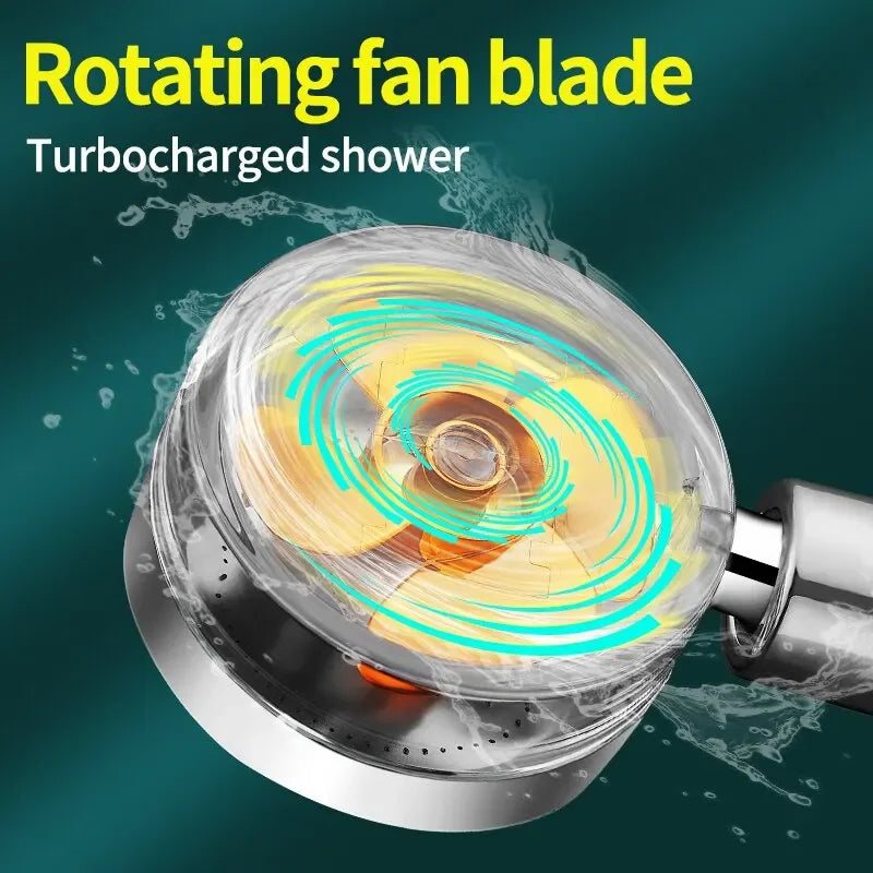 High-Pressure Water-Saving Propeller Shower Head | Chrome & Gold