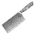 67-Layer Damascus Steel Chinese Cleaver – Abalone Handle