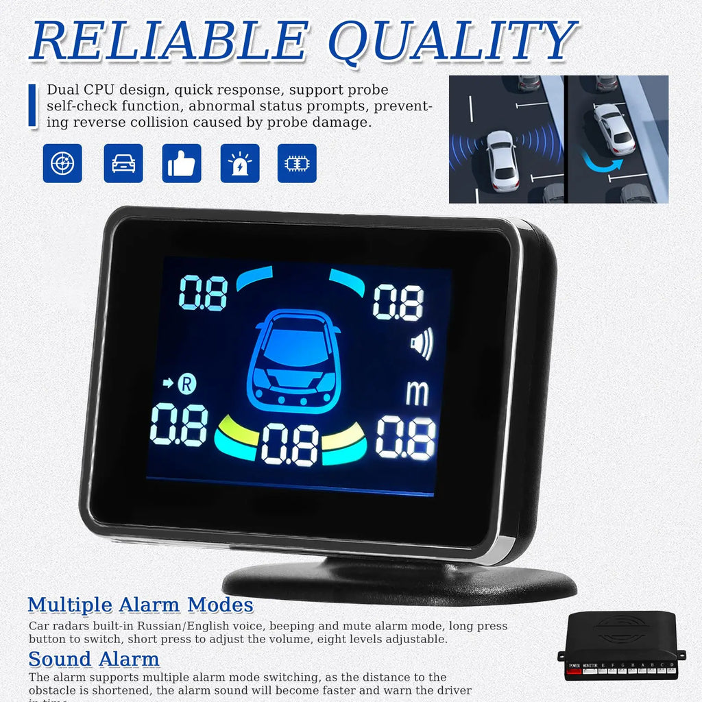 Car Parking Sensor Reversing Radars System Front Rear Support Sound