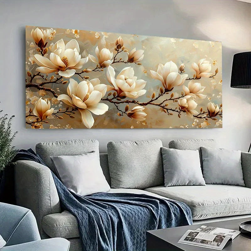 Magnolia Flowers Canvas Wall Art | Modern Floral Poster Unframed