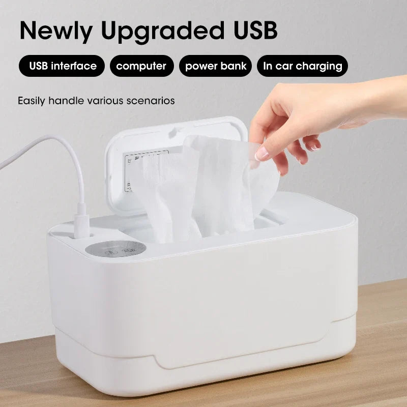 Portable Baby Wipe Warmer with LED Display & USB Charging