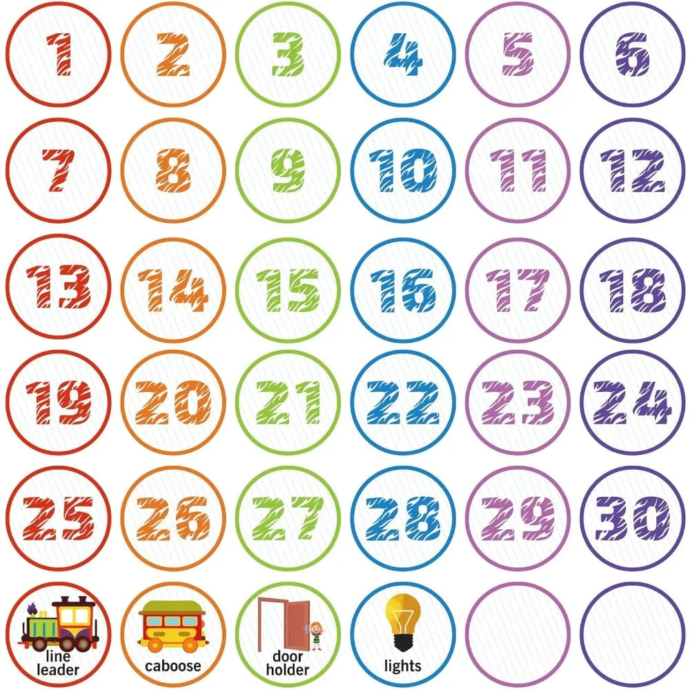 36-Pack Classroom Floor Number Spot Stickers – 4" PVC Dots