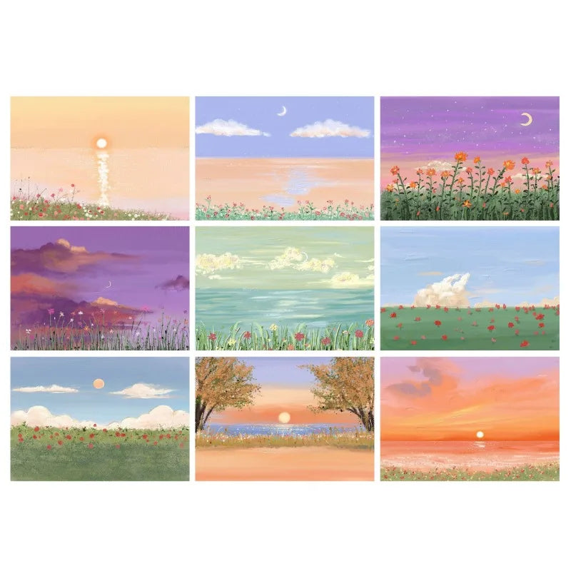 Nordic Sea Sunset Watercolor Canvas Poster | Wall Art Print